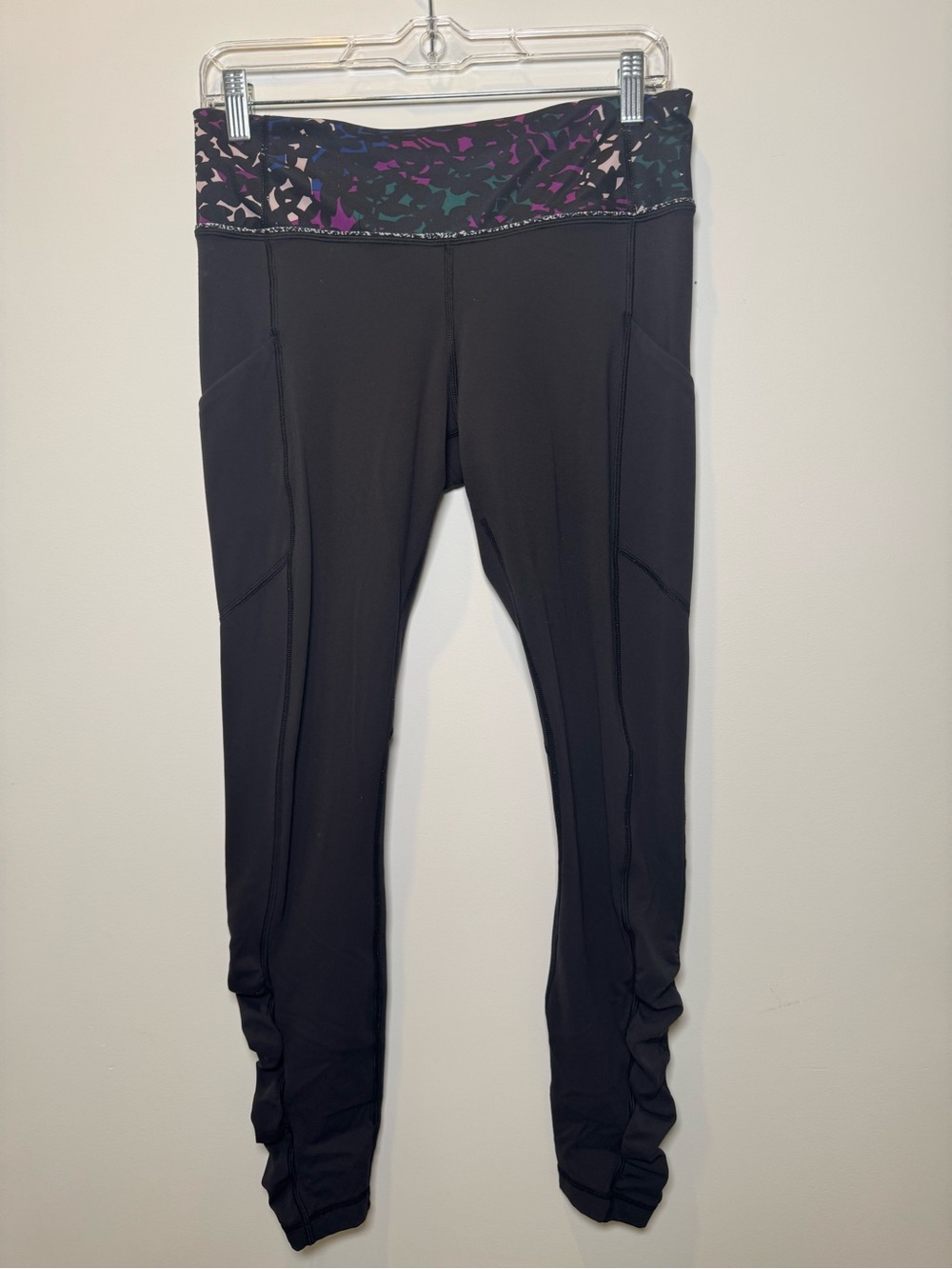 lululemon athletica Black Cropped Leggings with Multicolor Waistband